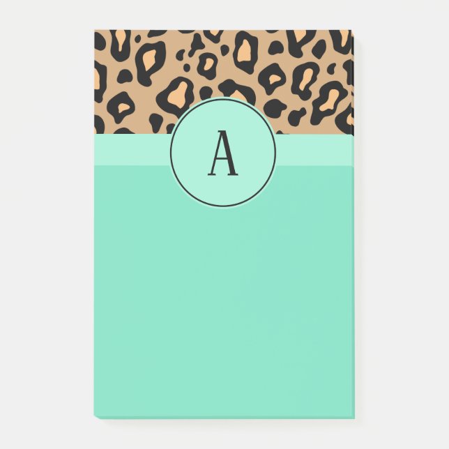 Classic Leopard Monogrammed Post It Notes (Front)