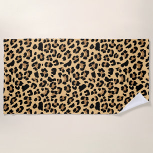 Classic Leopard Print Brown and Black  Beach Towel