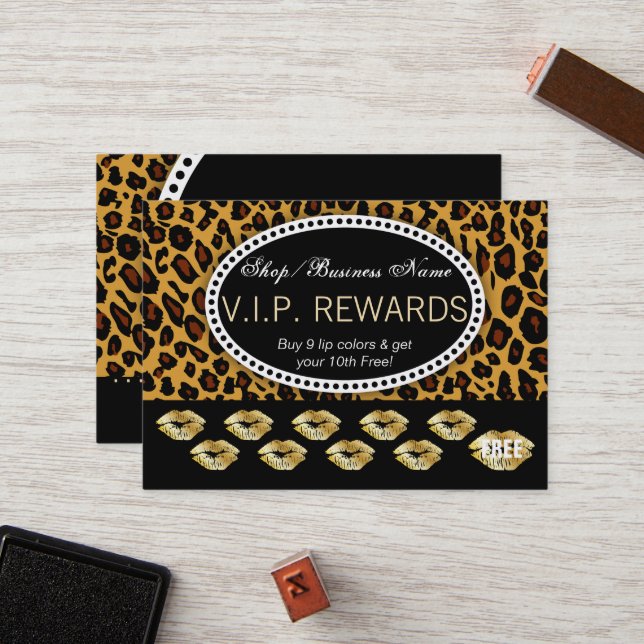 Classic Leopard Print - Gold Lips Loyalty Rewards (Front/Back In Situ)