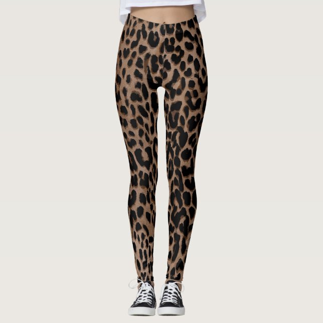 Classic Leopard Print Leggings Chic Animal (Front)