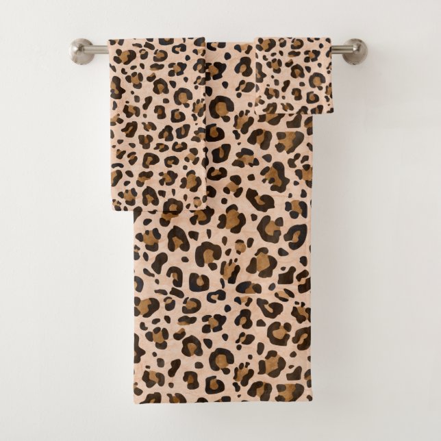 Classic Leopard Print Pattern Bath Towel Set (Insitu)