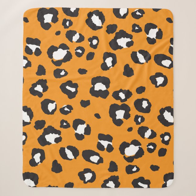Classic Leopard Print Pattern Sherpa Blanket (Front)