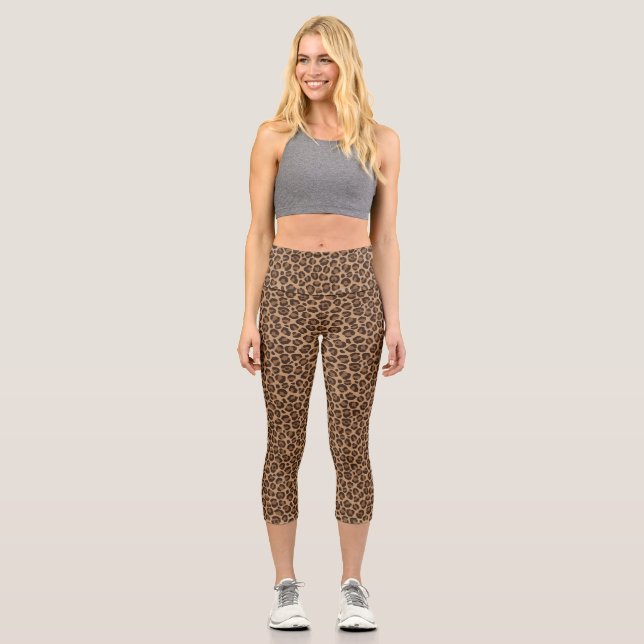 Classic Leopard Series Design 12 Capri Leggings (Front)