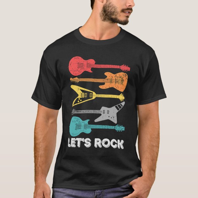 Classic Let's Rock Bass Guitar Lets Rock T-Shirt (Front)