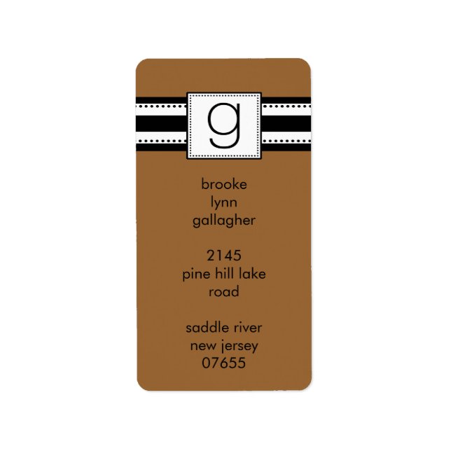 Classic Letter G Monogram Vetical Address Labels. Label (Front)