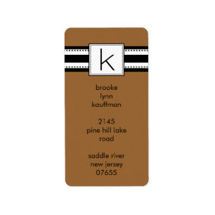 Classic Letter K Monogram Vetical Address Labels. Label