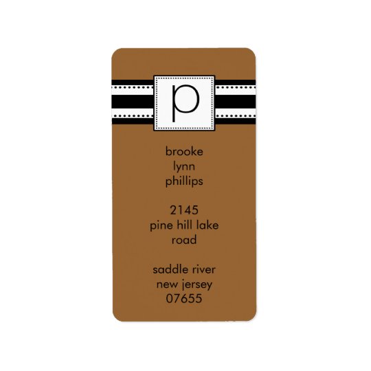 Classic Letter P Monogram Vetical Address Labels.