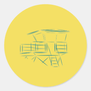 Classic Lifeguard Tower Round Sticker