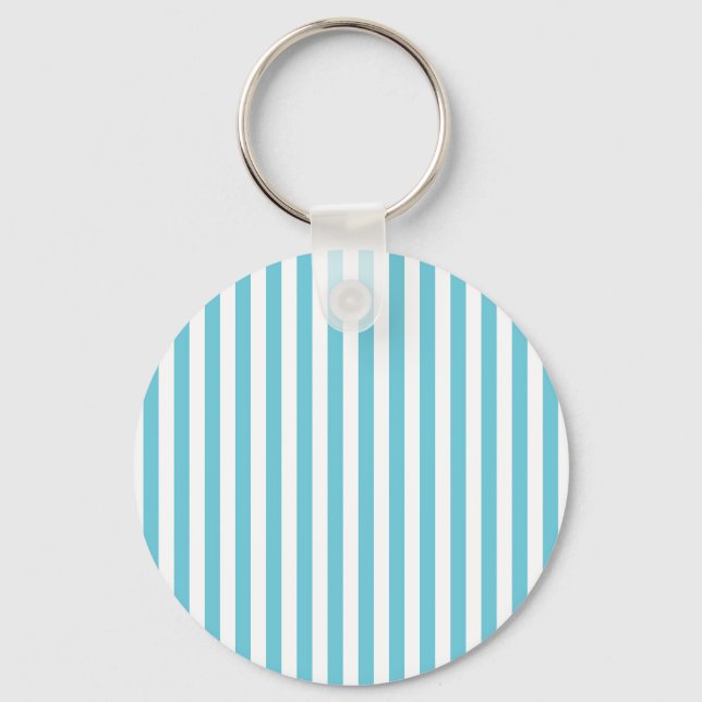 Classic Light Blue and White Vertical Stripes Keychain (Front)