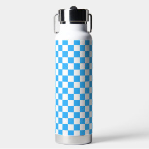 Classic light blue chequerboard water bottle