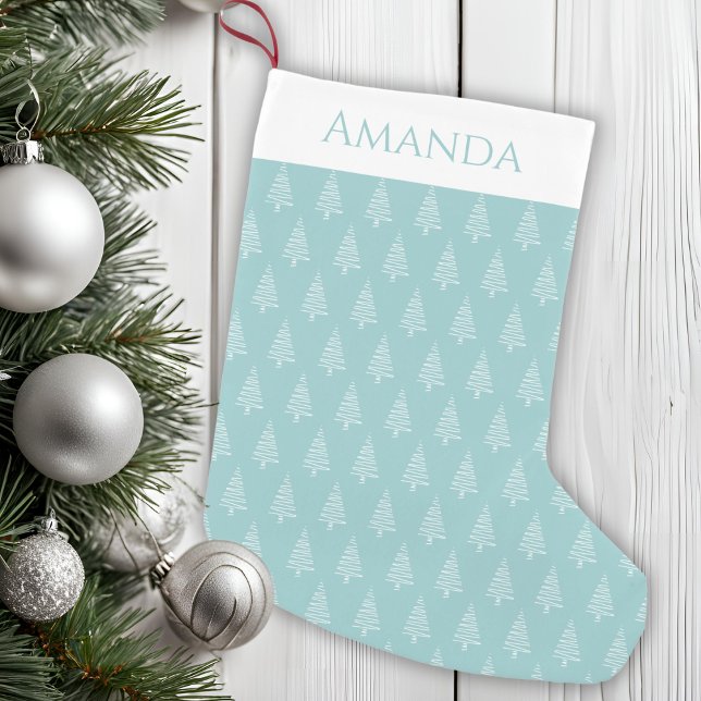 Classic Light Blue-Green And White Christmas Small Christmas Stocking (Classic Light Blue-Green And White Christmas Small Christmas Stocking)