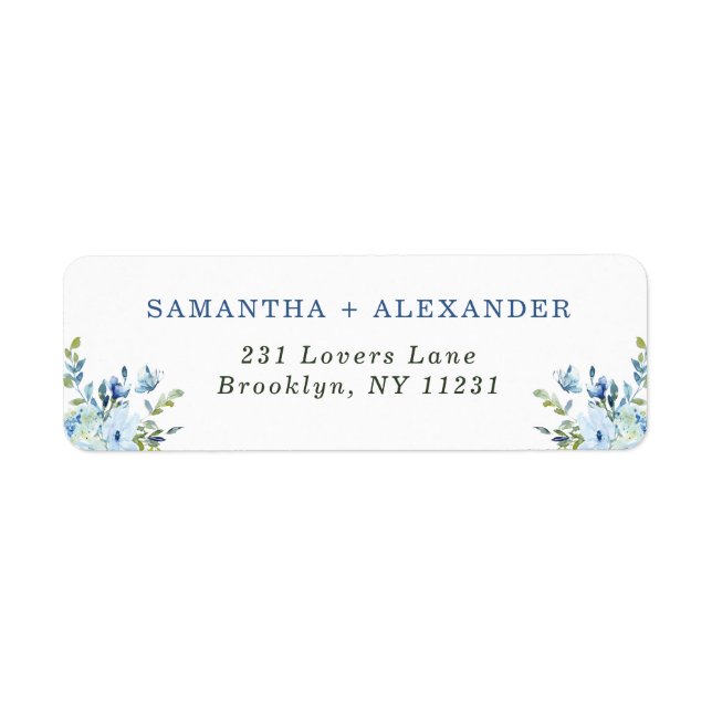 Classic Light Blue Navy Floral Foliage Watercolor (Front)