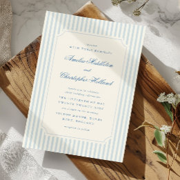 Classic Light Blue Stripes  Wedding Invitation