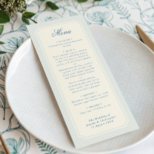 Classic Light Blue Stripes Wedding Menu