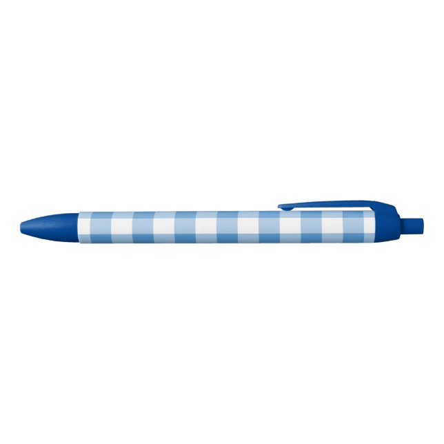 Classic Light Blue White Buffalo Check Pattern Blue Ink Pen (Top)