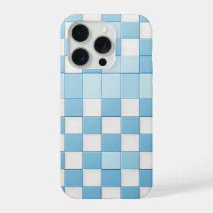 Classic Light Blue & White Chequered Phone Case 