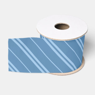 Classic Light Dark Blue School Stripes Pattern Grosgrain Ribbon