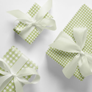 Classic Light Green Gingham Check Pattern  Wrapping Paper Sheet
