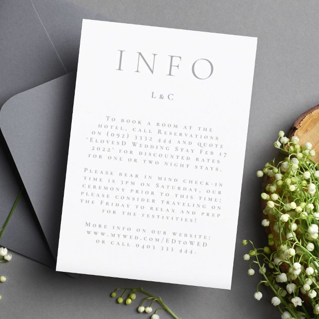 Classic Light Grey Elegant Modern Info Enclosure RSVP Card (Creator Uploaded)
