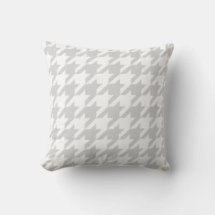 Classic Light Grey White Large Houndstooth Throw Pillow