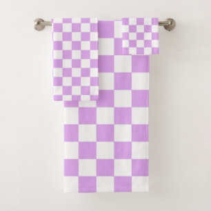 Classic light lavender chequerboard bath towel set