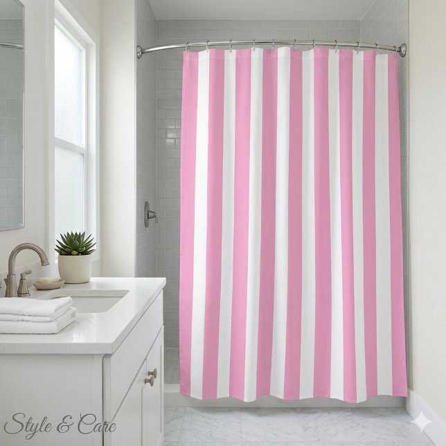 Classic Light Pink and White Striped (Classic Light Pink and White Striped Shower Curtain)