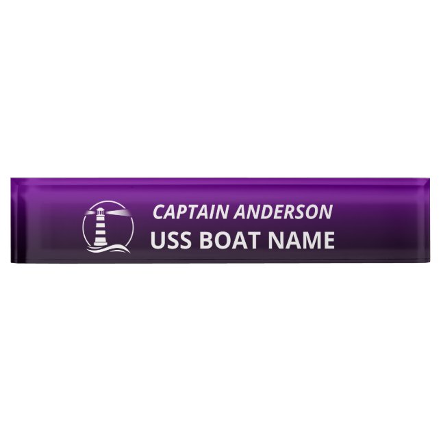 Classic Lighthouse Captain and Boat Nameplate (Front)