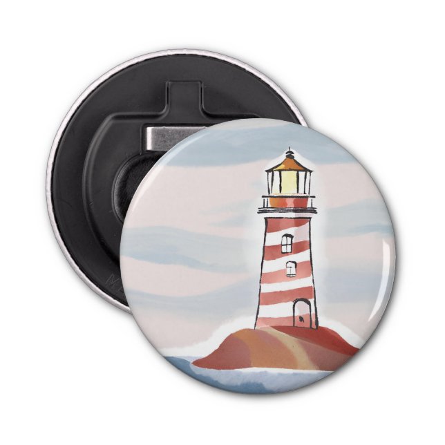 Classic Lighthouse | Ocean Coastal Watercolor Bottle Opener (Front)