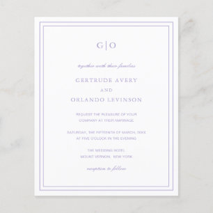 Classic Lilac Elegant Budget Wedding Invitation