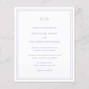 Classic Lilac Elegant Budget Wedding Invitation Flyer