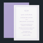 Classic Lilac Elegant Wedding Invitation<br><div class="desc">Classic style purple lavender wedding invitation featuring a simple and minimal design with your monogram at the top and your event details surrounded by a double border.  The fonts alternate between and elegant script,  a traditional serif and minimalist sans serif fonts.  This invitation is great for a formal wedding.</div>
