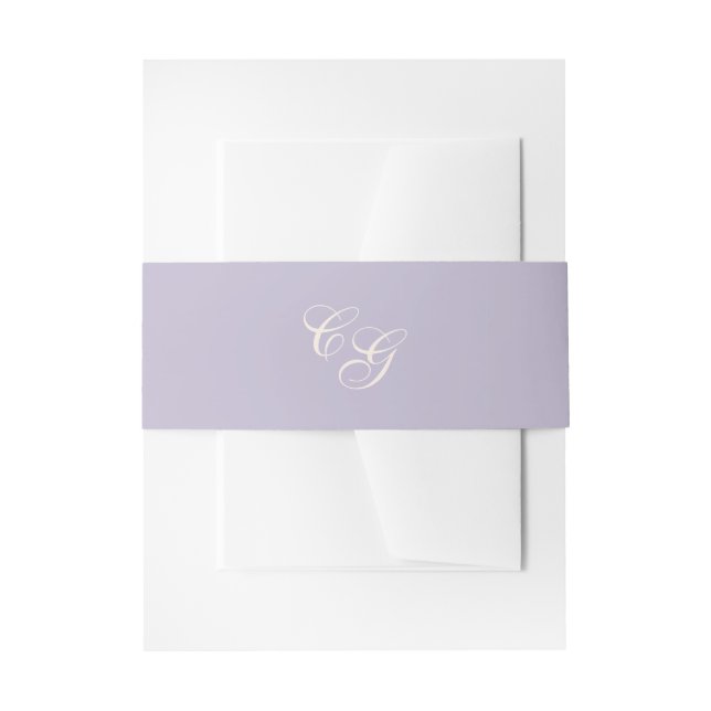 Classic Lilac Elegant Wedding Invitation Belly Band (Front Example)