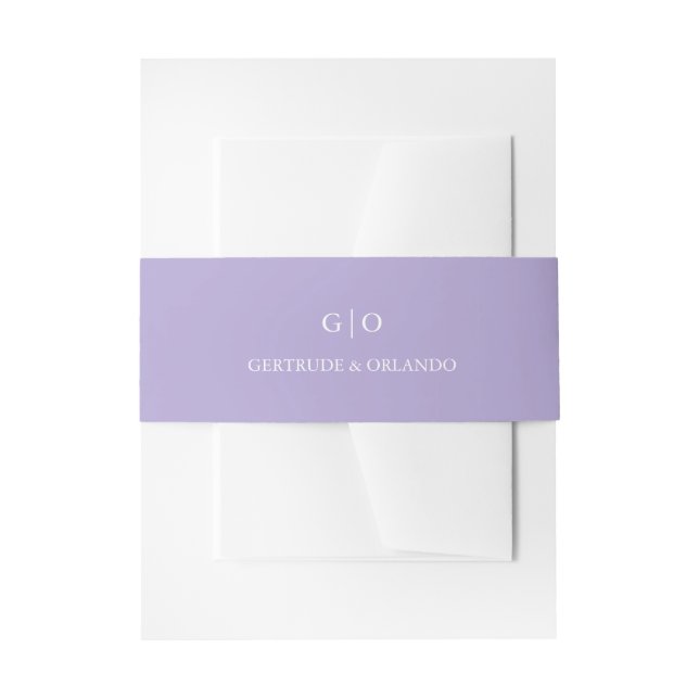 Classic Lilac Elegant Wedding Invitation Belly Band (Front Example)