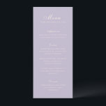 Classic Lilac Elegant Wedding Menu<br><div class="desc">Classic wedding menus featuring a simple and timeless design with elegant script and traditional serif fonts.</div>