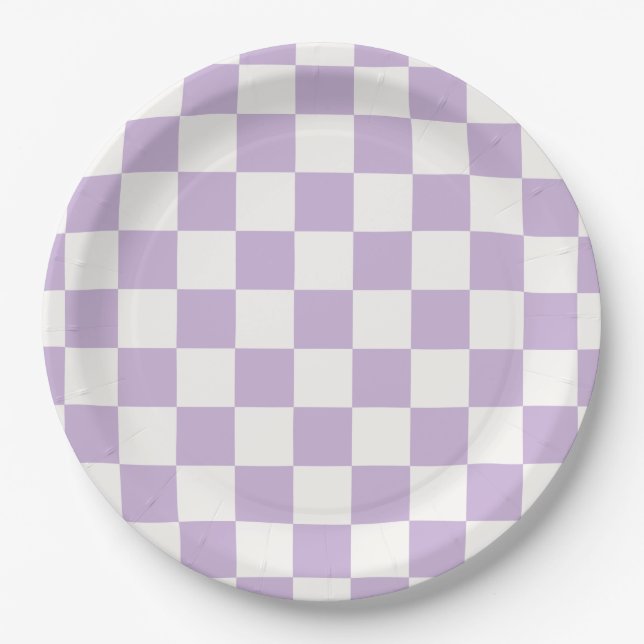 Classic Lilac Gingham Picnic Paper Plate (Front)