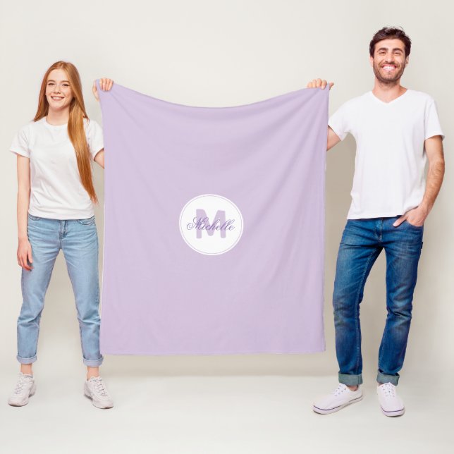 Classic Lilac Name and Monogrammed Medallion Fleece Blanket (In Situ)