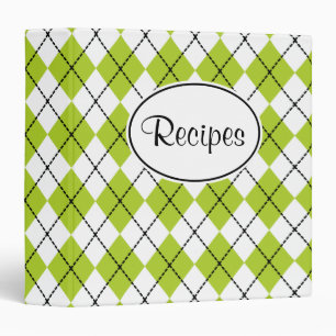 Classic Lime Argyle Recipe Binder
