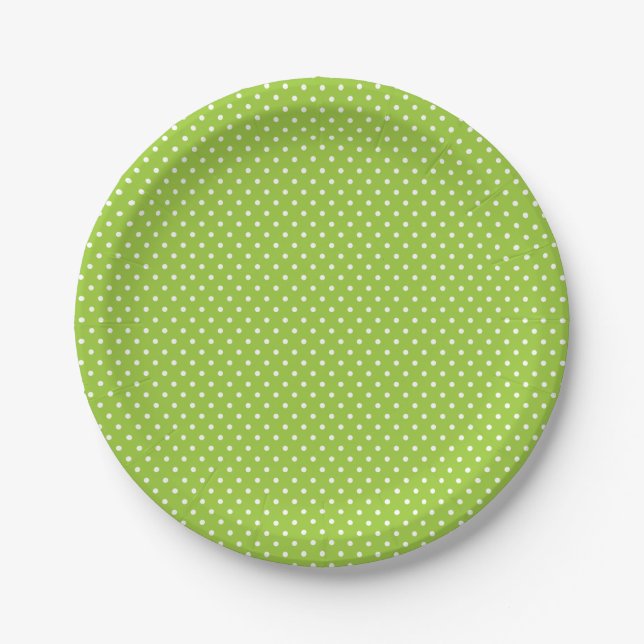 Classic Lime Green and White Polka Dot Plates (Front)
