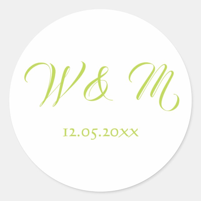 Classic Lime Green and White Round Sticker (Front)