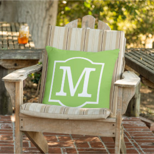 Classic Lime Green Custom Monogram Letter Throw Pillow
