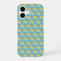 Classic Lime Green Slice Pattern On Sky Blue