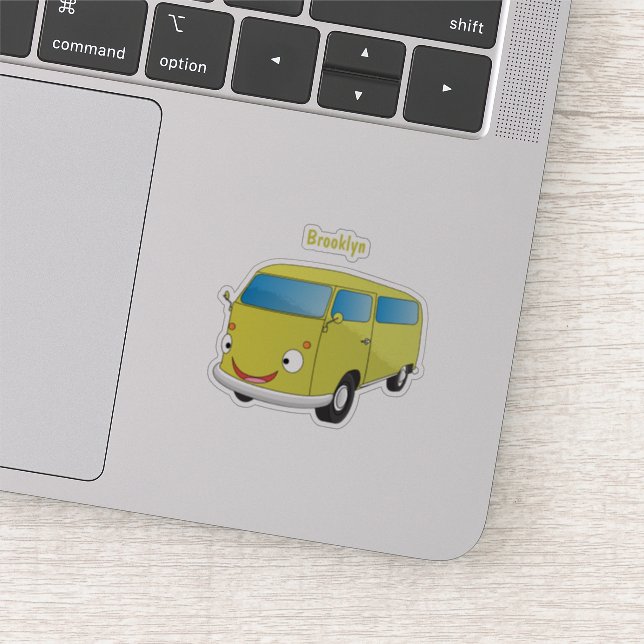 Classic lime green van cartoon (Detail)