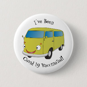 Classic lime green van cartoon 2 inch round button