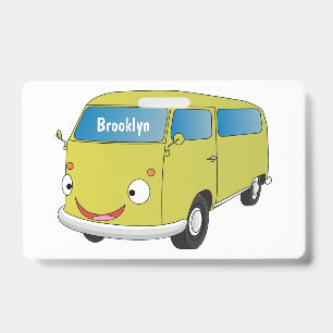 Classic lime green van cartoon badge
