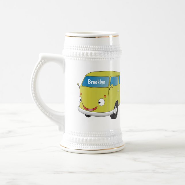 Classic lime green van cartoon beer stein (Left)