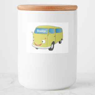 Classic lime green van cartoon food label