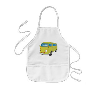 Classic lime green van cartoon kids apron