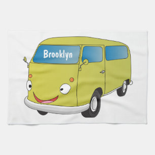 Classic lime green van cartoon kitchen towel