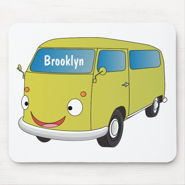Classic lime green van cartoon mouse pad (Front)