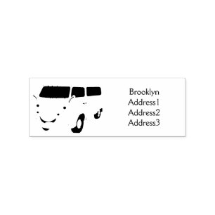 Classic lime green van cartoon rubber stamp